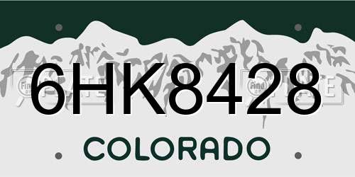 6HK8428 Colorado License Plate