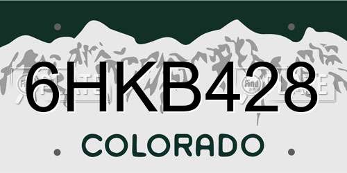 6HKB428 Colorado License Plate