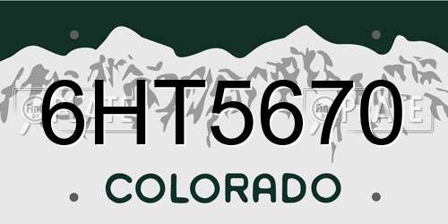 6HT5670 Colorado License Plate
