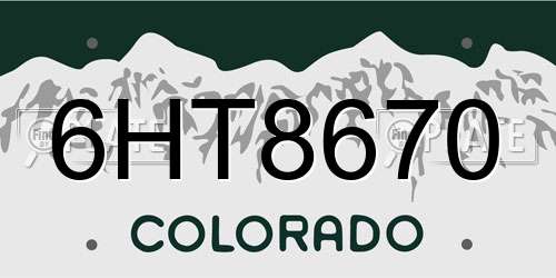 6HT8670 Colorado License Plate