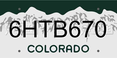 6HTB670 Colorado License Plate
