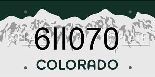 6II070 Colorado License Plate