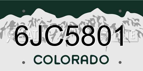 6JC5801 Colorado License Plate