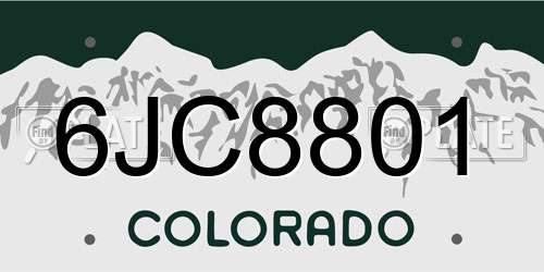 6JC8801 Colorado License Plate