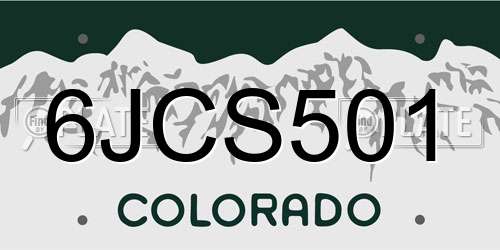 6JCS501 Colorado License Plate