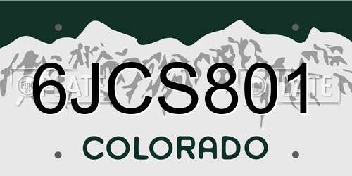 6JCS801 Colorado License Plate