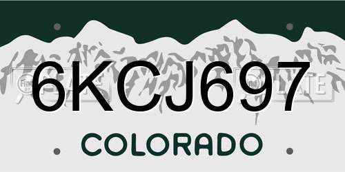 6KCJ697 Colorado License Plate