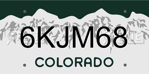 6KJM68 Colorado License Plate