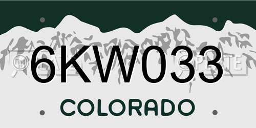 6KW033 Colorado License Plate