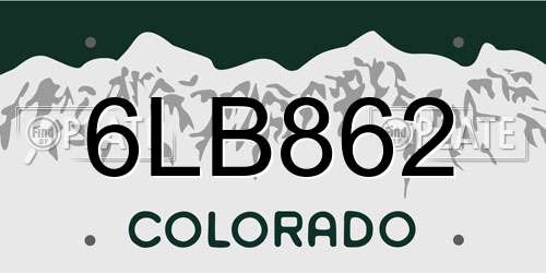 6LB862 Colorado License Plate