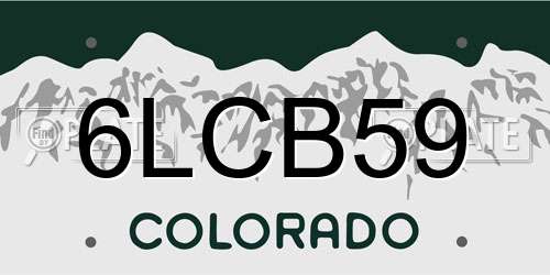 6LCB59 Colorado License Plate