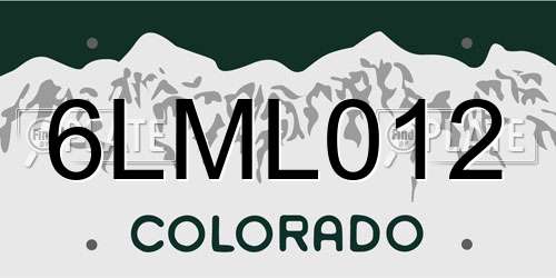 6LML012 Colorado License Plate