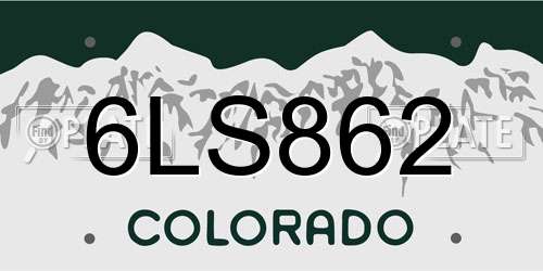 6LS862 Colorado License Plate