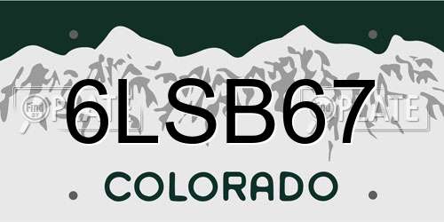 6LSB67 Colorado License Plate