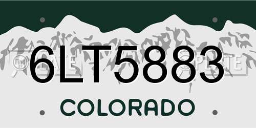 6LT5883 Colorado License Plate