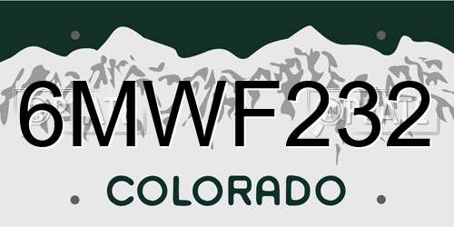 6MWF232 Colorado License Plate