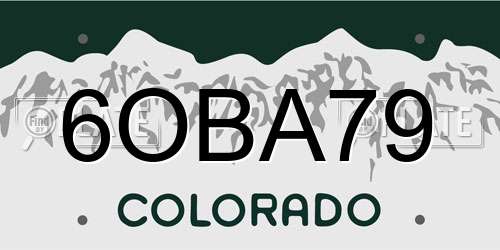 6OBA79 Colorado License Plate