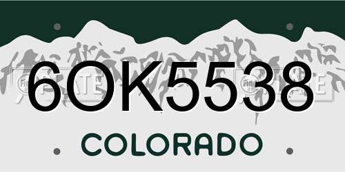 6OK5538 Colorado License Plate