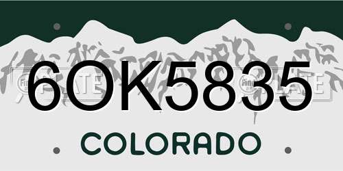 6OK5835 Colorado License Plate
