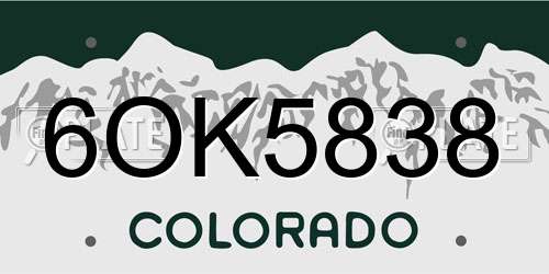 6OK5838 Colorado License Plate