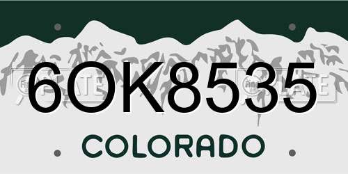 6OK8535 Colorado License Plate