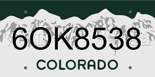 6OK8538 Colorado License Plate
