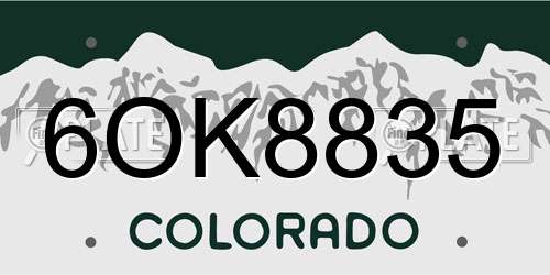 6OK8835 Colorado License Plate