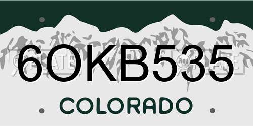6OKB535 Colorado License Plate