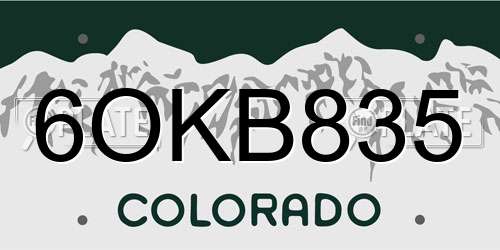6OKB835 Colorado License Plate
