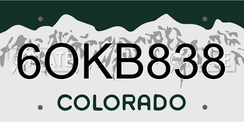 6OKB838 Colorado License Plate