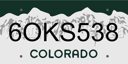 6OKS538 Colorado License Plate