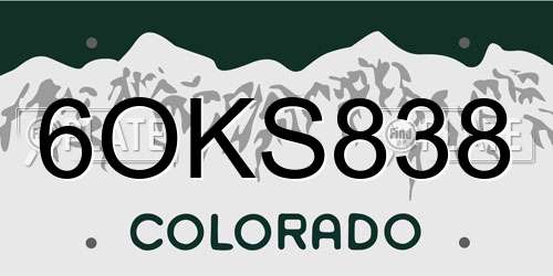 6OKS838 Colorado License Plate