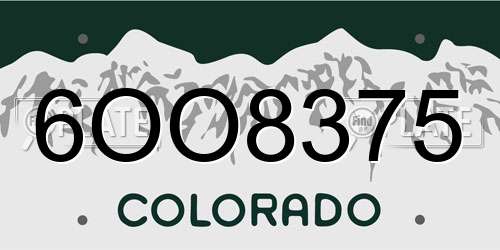 6OO8375 Colorado License Plate