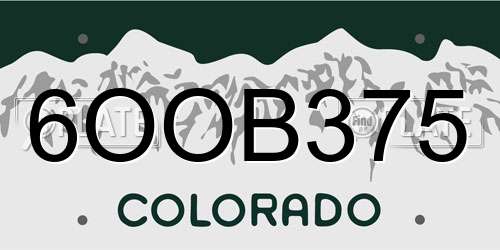 6OOB375 Colorado License Plate
