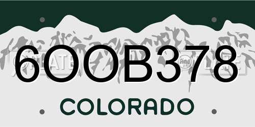 6OOB378 Colorado License Plate