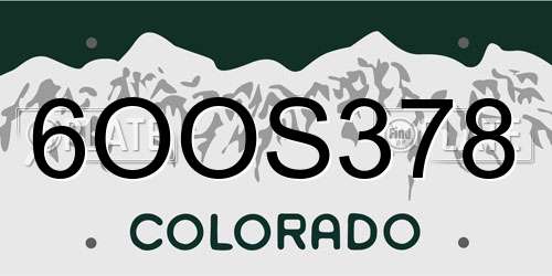 6OOS378 Colorado License Plate