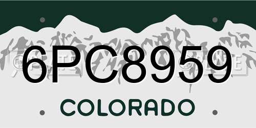 6PC8959 Colorado License Plate
