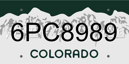 6PC8989 Colorado License Plate