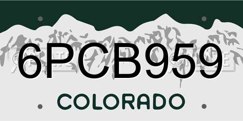 6PCB959 Colorado License Plate