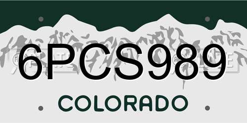 6PCS989 Colorado License Plate