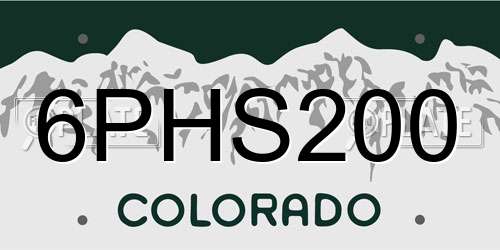 6PHS200 Colorado License Plate