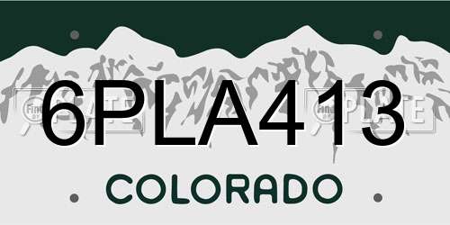 6PLA413 Colorado License Plate