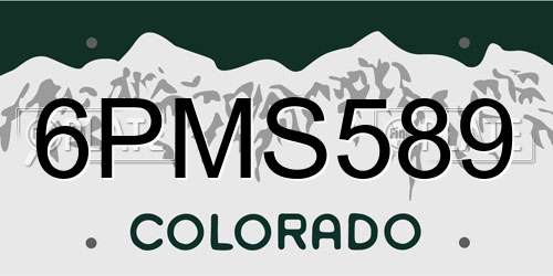 6PMS589 Colorado License Plate