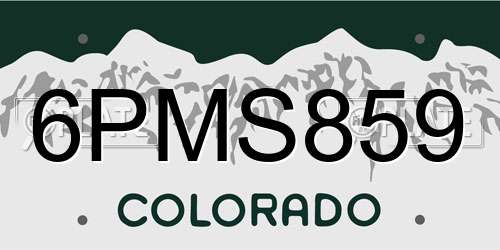 6PMS859 Colorado License Plate