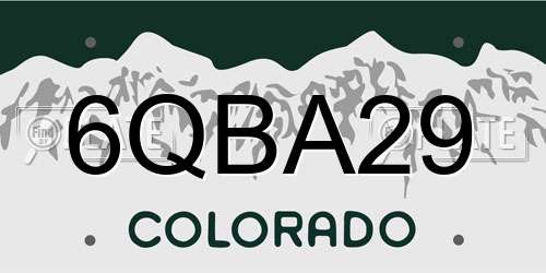 6QBA29 Colorado License Plate