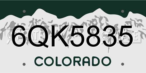 6QK5835 Colorado License Plate