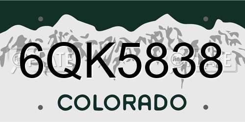 6QK5838 Colorado License Plate