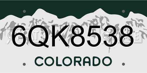 6QK8538 Colorado License Plate