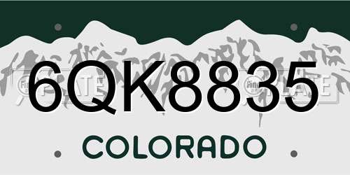 6QK8835 Colorado License Plate