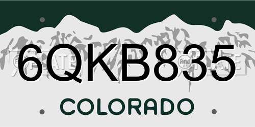 6QKB835 Colorado License Plate